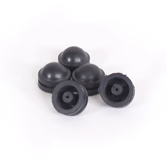 Rubber button, black 5 pcs.